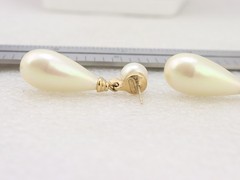 1.8″ Long Vintage Christian Dior Faux Pearl Dangle Drop Earrings Rhinestone Stud