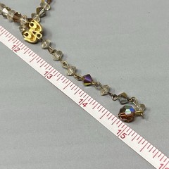 Stunning Iridescent Crystal Beaded Necklace Brown Gold Coated Faceted Layered 15