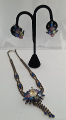 Frank Rifas Signed AB Rhinestone Bib Necklace & Earrings Set Vintage Glam 💎✨🖋️