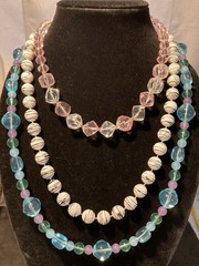 Lot of 3 Vintage Lucite/Acrylic Beaded Necklaces 17 in, 24 in, 28 in