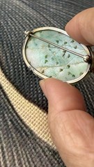 #0075: Vintage Jadeite Carved Floral and Butterfly Motif – Green & White Brooch