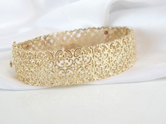 Sterling Silver 925 Gold on Natural Gemstone Statement Bracelet