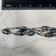 Coldwater Creek Double Strand Station Silver Tone & Green Mood Stones Necklace