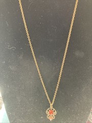 Avon Castillian Necklace 1974 Two Stone Pendant 20″ Spring Ring Clasp