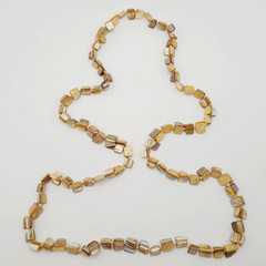 Warm Brown Beige Tone MOP Abalone Tri Tip Nugget NO CLASP Vintage Necklace 36 in