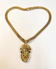 Vintage Alice Caviness Gray Rhinestone Ribbon Necklace 16.75″