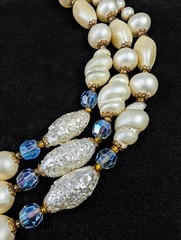 Vintage Giuliano Fratti Milan Gripoix Glass Pearl 3-Strand Choker Necklace
