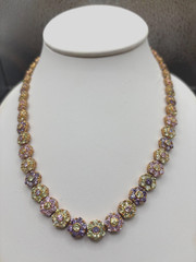 Stunning Vintage 16″ UTC Multi-color Floral Necklace Citrine, Lilac, pink topaz