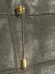 Vintage 80 s Romantic Fashion Tiger Eye Stone Stick Gold Tone Filigree 2.7″