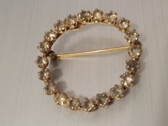 Pin/Brooch 1/20th 12K gold Filled 20 unk stones cond c pics
