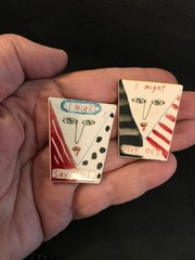 1970s-1980s FRED BABB Ear Mights Ceramic Pop Art Earrings