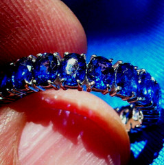 Original EARTH MINED SAPPHIRE Deco Band SOLID 14K GOLD Eternity Anniversary Ring