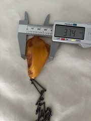 Vintage Large Egg Yolk Baltic Amber Pendant Necklace Sterling Silver Chain