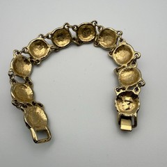 Vintage Rainbow Lucite Cabochon Gold Tone Link Bracelet Brutalist Modernist 7.5″