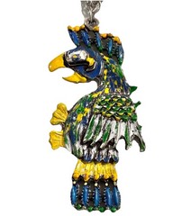 VTG Tropical Parrot Bird Pendant Necklace Large Colorful Statement Maximalist
