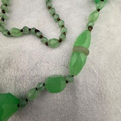 Vintage Glower Bead Glass Necklace UV Czech 36”