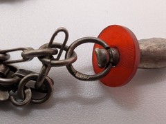 Vintage Austrian 900 Silver Glücksbringer 1939 Lucky Charm Bracelet Coral Pig 7″