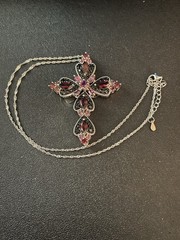 DESIGNER DK STERLING SILVER 925 SIGNED MULTI GEMSTONE LARGE CROSS PENDANT JTV