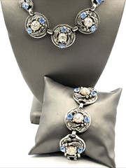 Selro Selini Necklace & Bracelet Set Unsigned Silver Tone Confetti Vintage