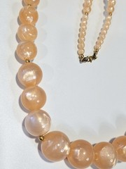 Vintage Monet Moonglow Necklace graduated beads Peach color