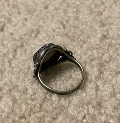 Vintage Soviet Rostov Finift Floral Enamel Ring Russian White Enamel Size 7.5