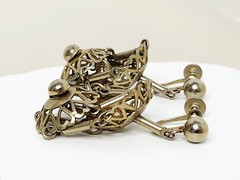 Pair Vintage Gold Tone Dangle Screw-Back Bird Cage Earrings
