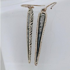 Vintage 90s Sterling Silver 925 Geometric Tribal Tattoo Dangle Earrings Thailand