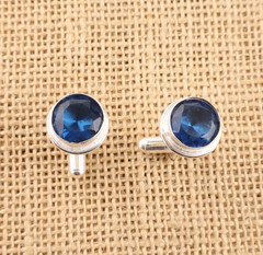 Natural London Blue Topaz Gemstone Cufflinks 925 Sterling Silver Jewelry Gift HB
