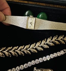 Lot Of 20+ Vintage Costume Jewelry Whiting Davis Bulova Loose Stones & More