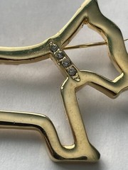 Vintage AAI Gold Tone AB Rhinestone Collar Scottish Terrier Brooch
