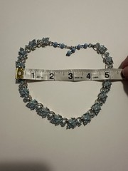 Coro Vintage Signed Pegasus Blue Enamel Rhinestones Floral Necklace Choker