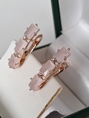 Vintage 1990-s 14 Ct Rolled Gold Pink Topaz Zircons Earrings-Hallmarked 585 RG