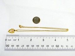 Vintage Goldtone Metal Ruby and Opaline Glass Pendant Necklace 3g 17.75 Inches