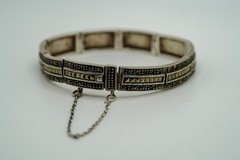 Vintage FAS Sterling Silver Marcasite Bracelet 7.5″ x 9mm 22.95g JB43