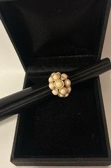 Avon Pink Coral Cab Cluster Rhinestone Gold t Adjustable Sz 4 #A6