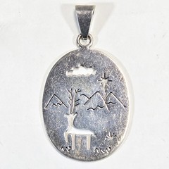 CARAVANTES CII MEXICO 925 Sterling Silver Wilderness Deer Cutout Scene Pendant K