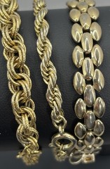 Vintage Chain Bracelet Lot Gold Tone Panther Link Rope Chains Stackable