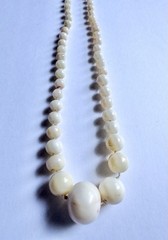 Antique Angel Skin Coral Graduated Beaded Knotted 23” Necklace GF Clasp