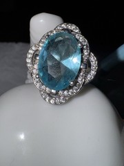 Topaz Teardrop Halo Stud Earrings 925 w/ Ring