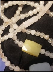 Asian Chinoiserie Bead Necklace & Yellow, Green,White Jade/jadeite, 35″sterling
