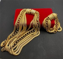 Stunning Vintage 1960’s Chunky Multi-Chain Statement Necklace Bracelet Set