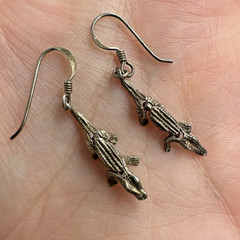 Vtg Alligator 925 Sterling Silver Articulated Dangle Earrings ~1.5 Inches Long