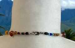 Vintage Artisan Beaded Necklace Glass Beads Mixed Colors Sizes 60″ OOAK Boho Art