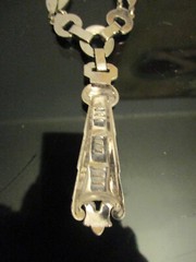 HTF Antique Edwardian Art Deco Pave Rhinestone Silver Tone Drop Pendant Necklace