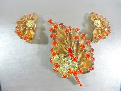 JULIANA D&E BOOK SET GRAND PARURE COFFIN RHINESTONES GOLD RED 5 PIECE SET