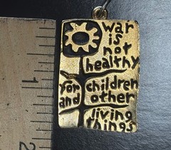 Vtg 1968 War Is Not Healthy For Children Another Mother For Peace Pendant