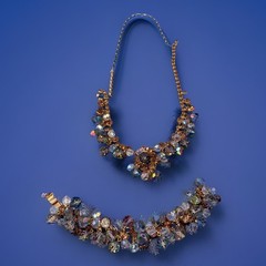Vintage Juliana D&E Rhinestone Crystal Cha-Cha Necklace & Bracelet Set