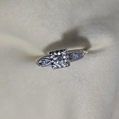 Vintage 14K Two-Tone Gold Diamond Illusion Ring Art Deco Size 5 1.73g LS