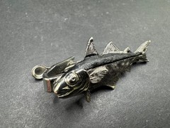 Vintage JOLLE Signed Trout Fish Tie Bar Clip Silver Tone 45mm