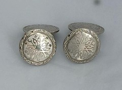 Vtg ’20s Belais 14K White Gold Front Cufflinks Art Deco SNOWFLAKE Look Two-Sided